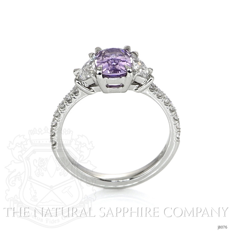1.41 Ct. Purple Sapphire and Natural Diamond Three Stone Ring, Platinum 950