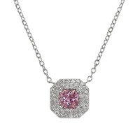 0.79 Ct. Sapphire Natural Diamond Pave Necklace, 14K White Gold Video