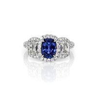 1.16 Ct. Color Change Sapphire and Natural Diamond Three Stone Ring, Platinum 950 Video