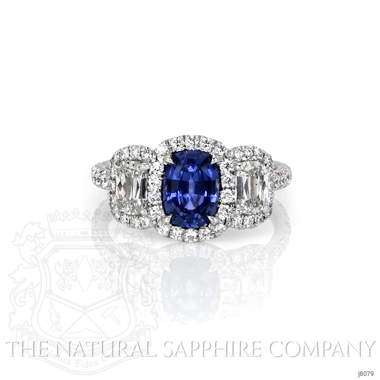1.16 Ct. Color Change Sapphire and Natural Diamond Three Stone Ring, Platinum 950