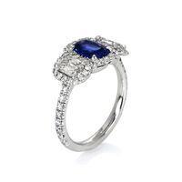 1.16 Ct. Color Change Sapphire and Natural Diamond Three Stone Ring, Platinum 950 Image