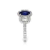 1.16 Ct. Color Change Sapphire and Natural Diamond Three Stone Ring, Platinum 950 Image