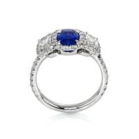1.16 Ct. Color Change Sapphire and Natural Diamond Three Stone Ring, Platinum 950 Image