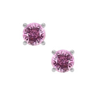 0.85 Ct.Tw.Total Carat Weight Pink Sapphire Studs Earrings, 14K White Gold Video