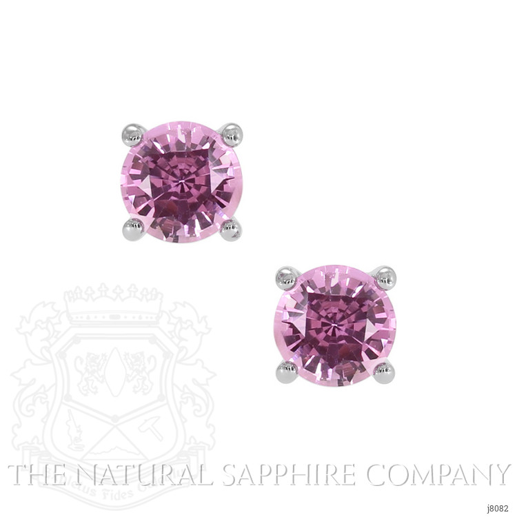0.85 Ct.Tw. Pink Sapphire Studs Earrings, 14K White Gold