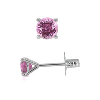 0.85 Ct.Tw.Total Carat Weight Pink Sapphire Studs Earrings, 14K White Gold Image