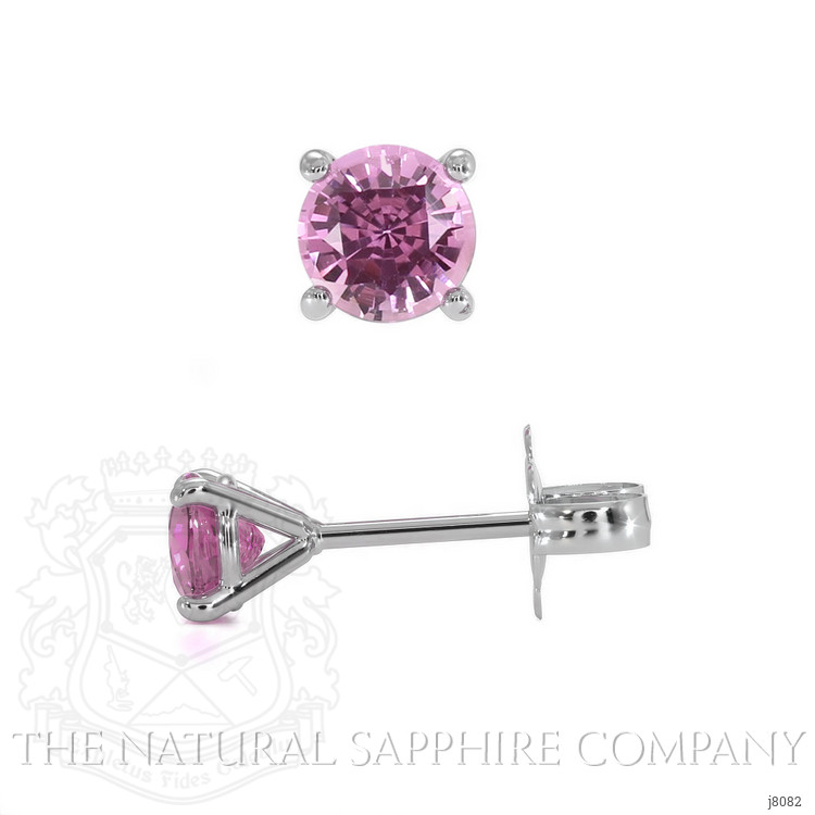 0.85 Ct.Tw. Pink Sapphire Studs Earrings, 14K White Gold
