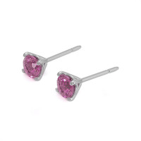 0.85&nbsp;Ct.Tw.Total Carat Weight Pink Sapphire Studs Earrings, 14K White Gold Image
