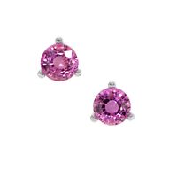 0.60 Ct.Tw. Pink Sapphire Studs Earrings, 14K White Gold Video