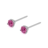 0.60 Ct.Tw. Pink Sapphire Studs Earrings, 14K White Gold Image
