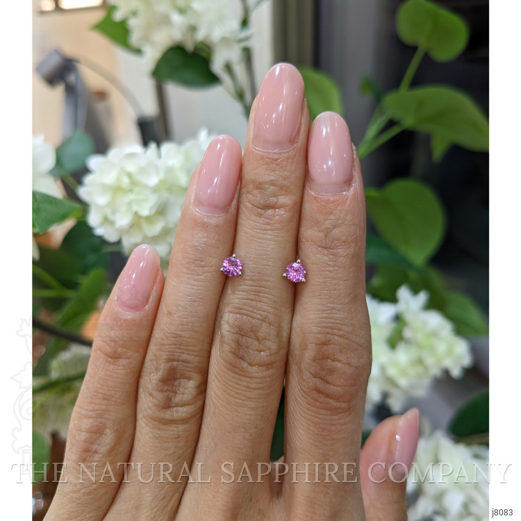 0.60 Ct.Tw. Pink Sapphire Studs Earrings, 14K White Gold