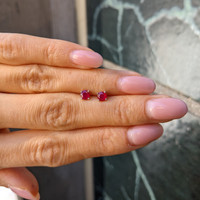 0.65 Ct.Tw.Total Carat Weight Ruby Studs Earrings, 14K White Gold Life Style