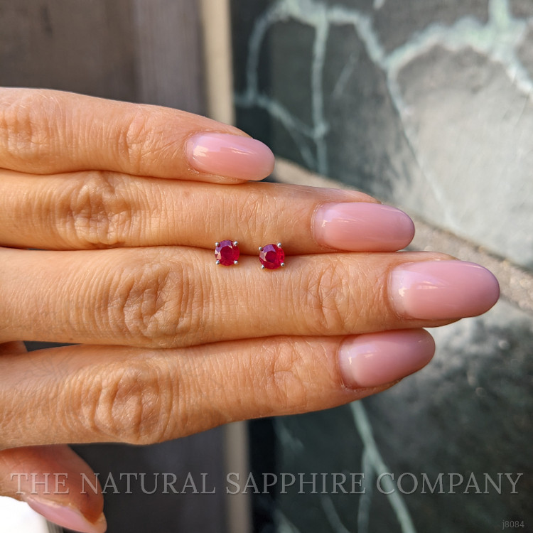 0.65 Ct.Tw. Ruby Studs Earrings, 14K White Gold