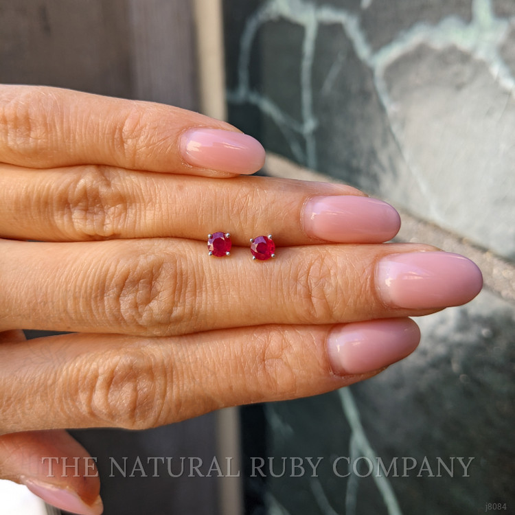 0.65 Ct.Tw. Ruby Studs Earrings, 14K White Gold