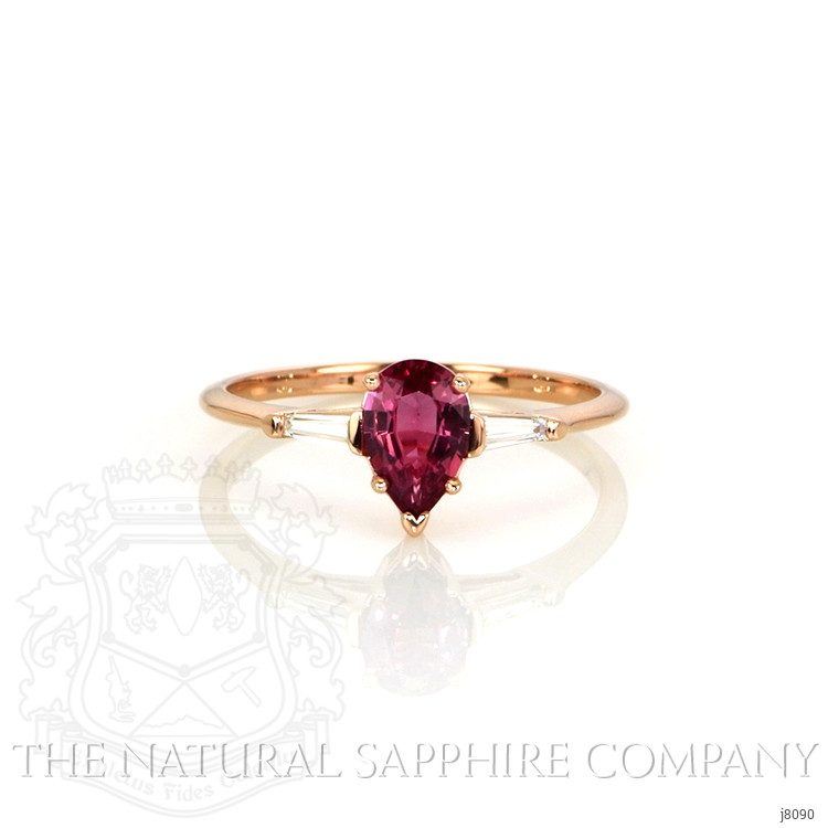 0.77 Ct. Pink Sapphire and Natural Diamond Three Stone Ring, 14K Rose Gold