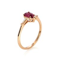 0.77 Ct. Pink Sapphire and Natural Diamond Three Stone Ring, 14K Rose Gold Image
