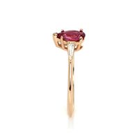 0.77 Ct. Pink Sapphire and Natural Diamond Three Stone Ring, 14K Rose Gold Image