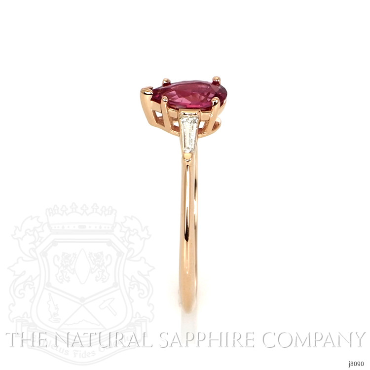 0.77 Ct. Pink Sapphire and Natural Diamond Three Stone Ring, 14K Rose Gold