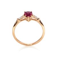 0.77 Ct. Pink Sapphire and Natural Diamond Three Stone Ring, 14K Rose Gold Image