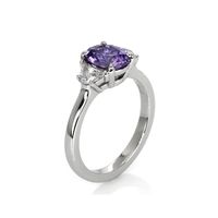 1.71 Ct. Color Change Sapphire and Natural Diamond Three Stone Ring, Platinum 950 Image