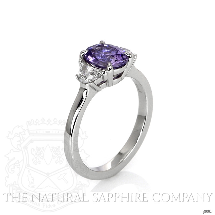 1.71 Ct. Color Change Sapphire and Natural Diamond Three Stone Ring, Platinum 950