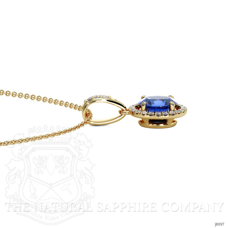 0.45 Ct. Blue Sapphire and Natural Diamond Pave Pendant, 14K Yellow Gold