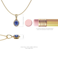 0.45 Ct. Blue Sapphire and Natural Diamond Pave Pendant, 14K Yellow Gold Image