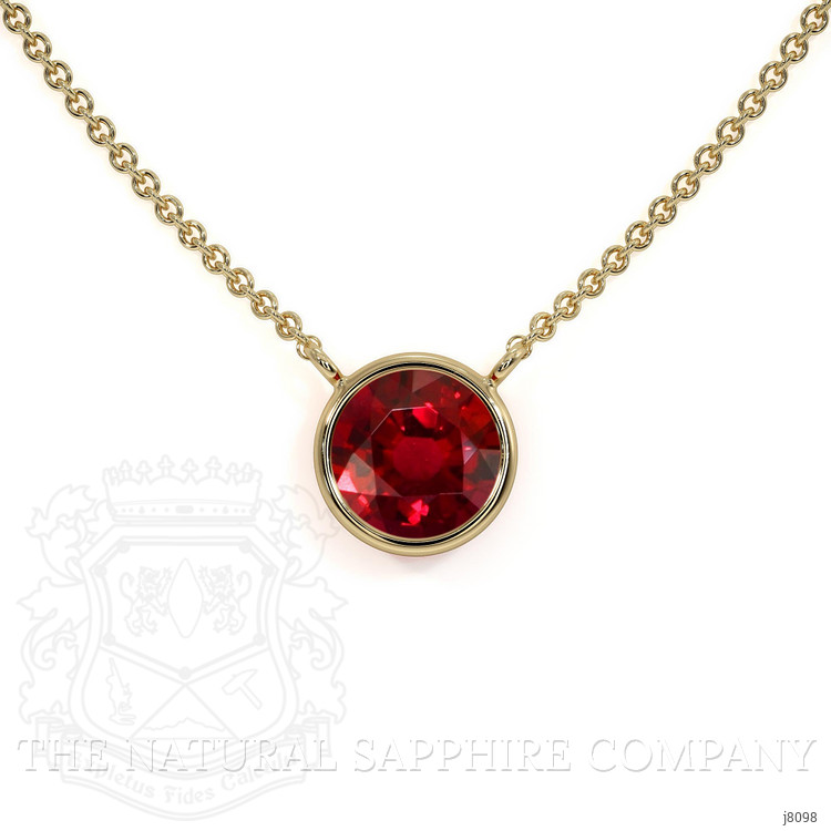 0.45 Ct. Ruby Bezel Necklace, 14K Yellow Gold