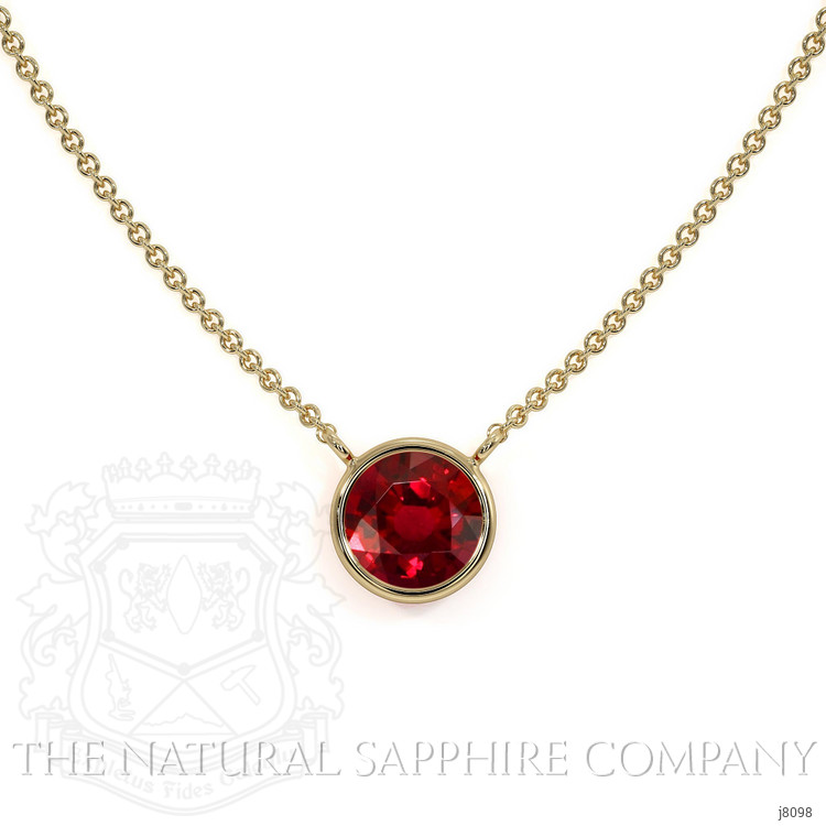 0.45 Ct. Ruby Bezel Necklace, 14K Yellow Gold