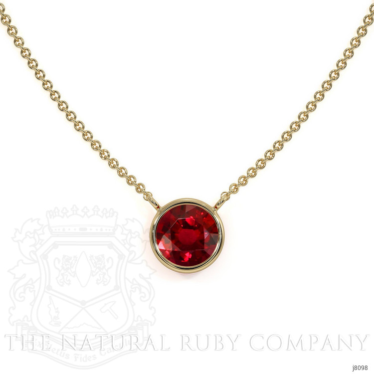 0.45 Ct. Ruby Bezel Necklace, 14K Yellow Gold