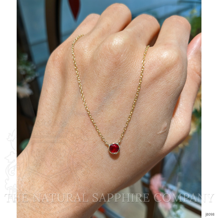0.45 Ct. Ruby Bezel Necklace, 14K Yellow Gold