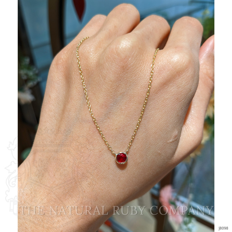 0.45 Ct. Ruby Bezel Necklace, 14K Yellow Gold
