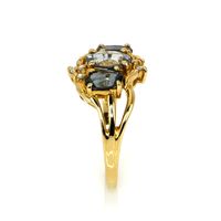 0.89 Ct. Mixed Sapphire and Natural Diamond Antique Style Ring, 14K Yellow Gold Image