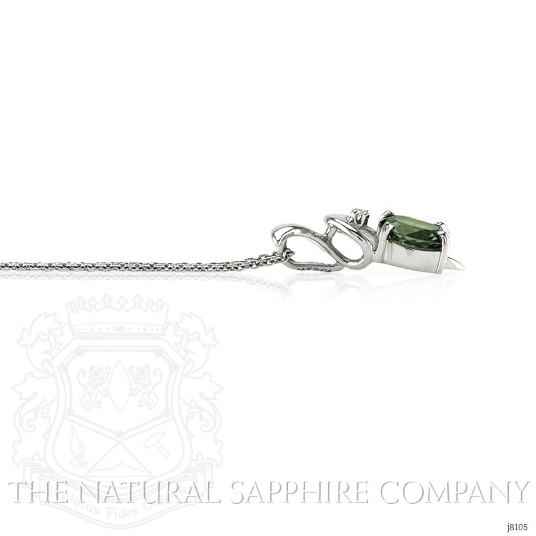 1.75 Ct. Green Sapphire and Natural Diamond Accent Stones Pendant, 14K White Gold