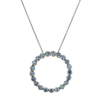 2.21 Ct. Green Sapphire Accent Stones Pendant, 14K White Gold Image
