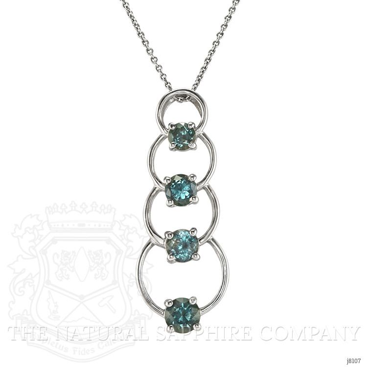 2.48 Ct. Green Sapphire Accent Stones Pendant, 14K White Gold