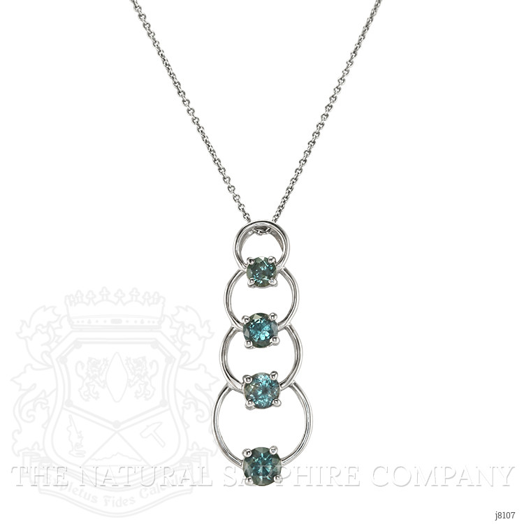 2.48 Ct. Green Sapphire Accent Stones Pendant, 14K White Gold