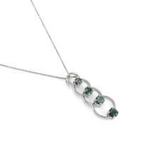 2.48 Ct. Green Sapphire Accent Stones Pendant, 14K White Gold Image