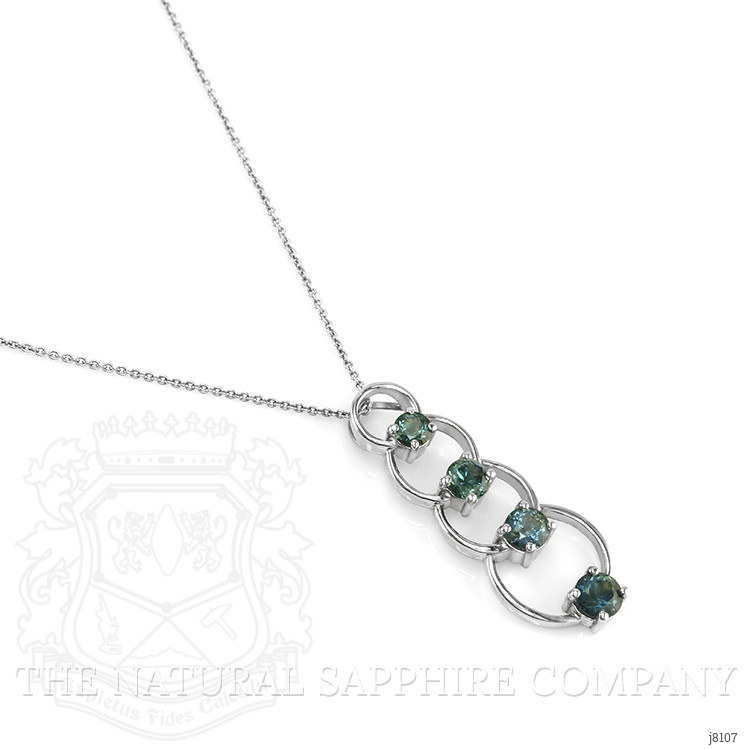 2.48 Ct. Green Sapphire Accent Stones Pendant, 14K White Gold