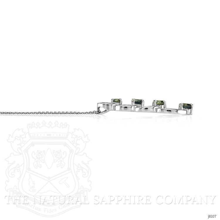 2.48 Ct. Green Sapphire Accent Stones Pendant, 14K White Gold