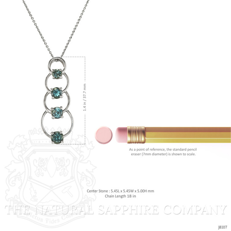 2.48 Ct. Green Sapphire Accent Stones Pendant, 14K White Gold