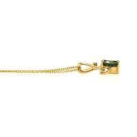 1.94 Ct. Green Sapphire and Natural Diamond Solitaire Pendant, 14K Yellow Gold Image