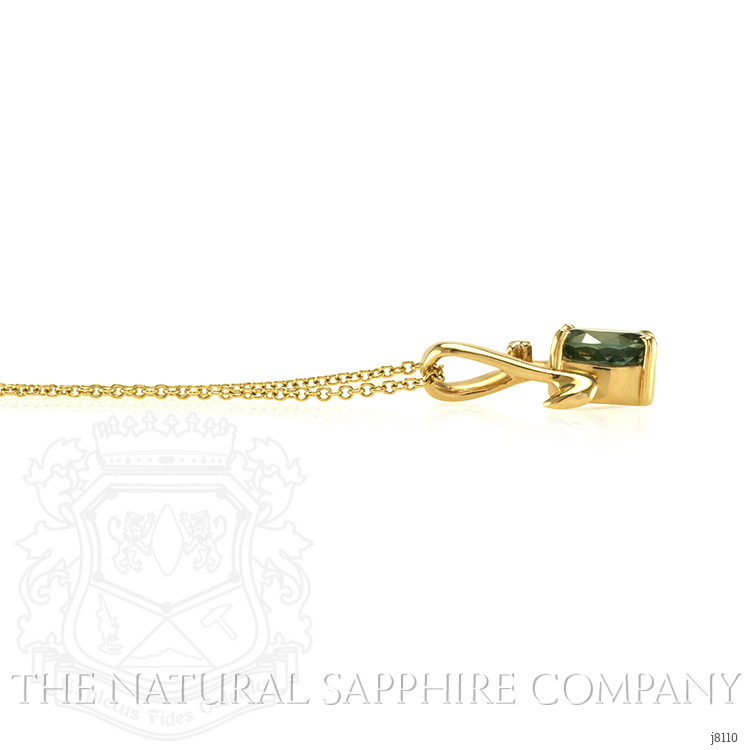 1.94 Ct. Green Sapphire and Natural Diamond Solitaire Pendant, 14K Yellow Gold