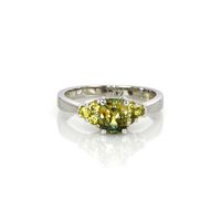 1.50 Ct. Bi Color Sapphire and Greenish Yellow Sapphire Accent Stones Ring, 14K White Gold Video