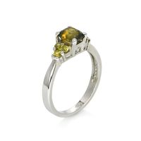 1.50 Ct. Bi Color Sapphire and Greenish Yellow Sapphire Accent Stones Ring, 14K White Gold Image