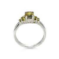 1.50 Ct. Bi Color Sapphire and Greenish Yellow Sapphire Accent Stones Ring, 14K White Gold Image