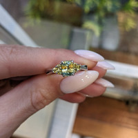 1.50 Ct. Bi Color Sapphire and Greenish Yellow Sapphire Accent Stones Ring, 14K White Gold Life Style