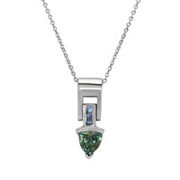 0.96 Ct. Green Sapphire and Blue Sapphire Accent Stones Pendant, 14K White Gold Video