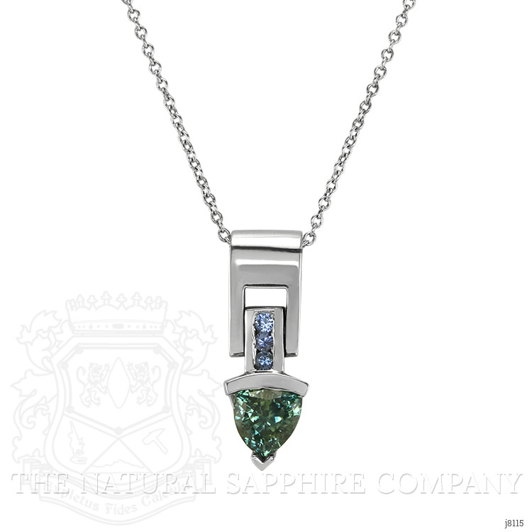 0.96 Ct. Green Sapphire and Blue Sapphire Accent Stones Pendant, 14K White Gold