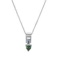 0.96 Ct. Green Sapphire and Blue Sapphire Accent Stones Pendant, 14K White Gold Image